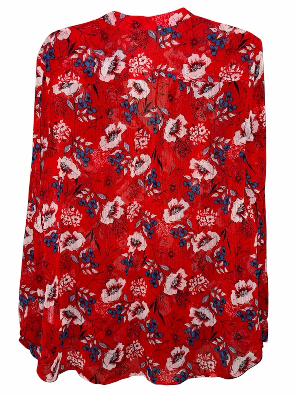Kut from the Kloth Chiffon Floral V-Neck Blouse L Red - Picture 4 of 10